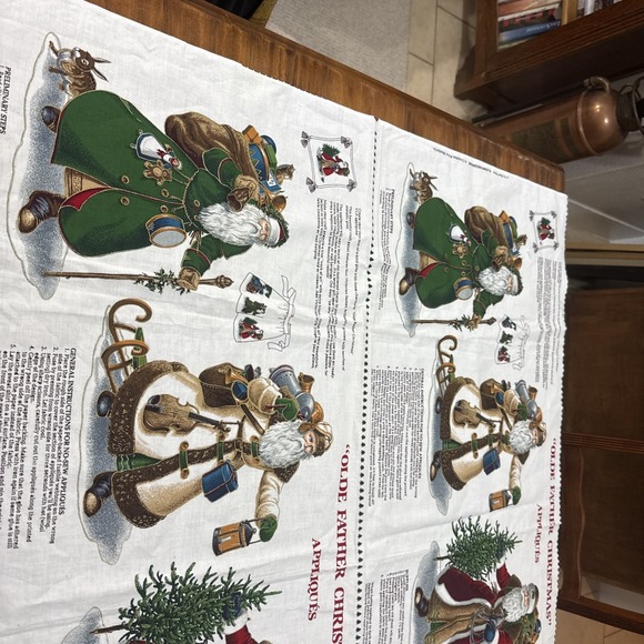 VIP Cranston Fabric Panel Father Christmas Victorian Santa St Nick 8 Appliqués - Picture 3 of 5